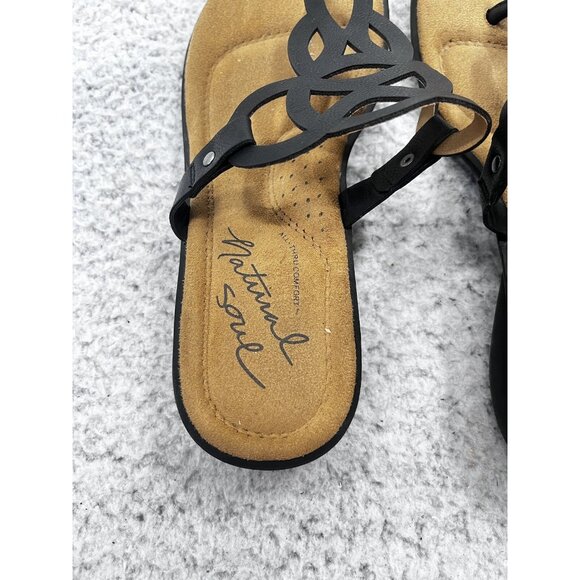 Women's Natural Soul Jennie Black Thong Flip Flop Sandals Size 8.5 - Picture 4 of 9
